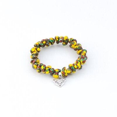 Felicia Handmade Glass Bead Stretch Bracelet with Charm