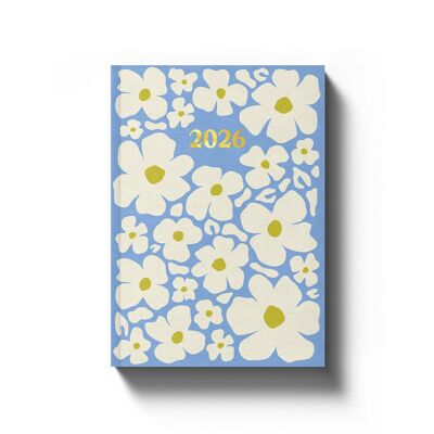 Agenda A5 2026 - Semainier - Marguerites bleues