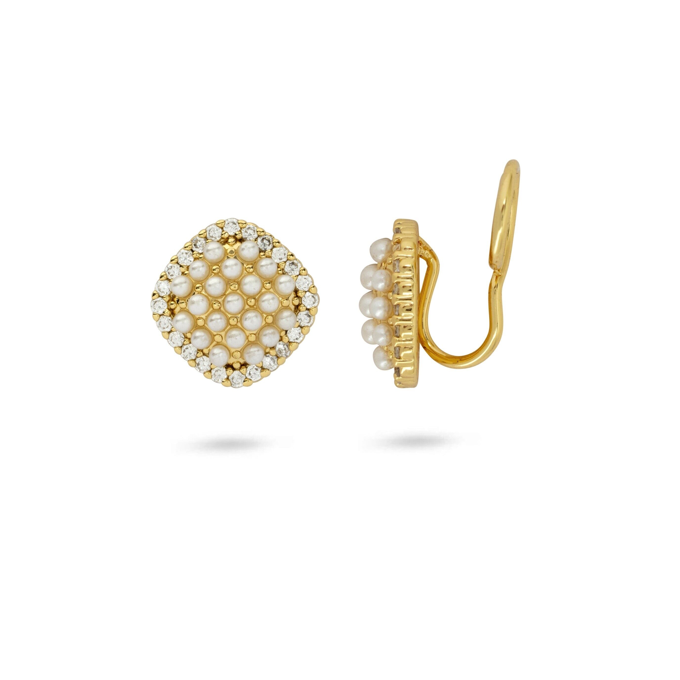 Boucles d'oreilles à clip carrées en perles
