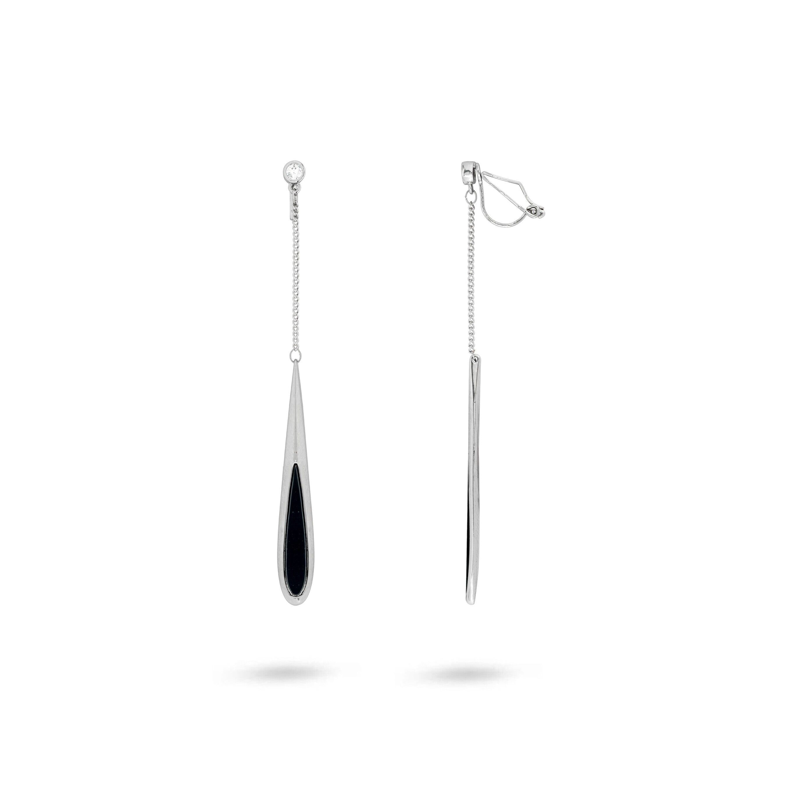 Boucles d'oreilles à clip modernes noires et argentées