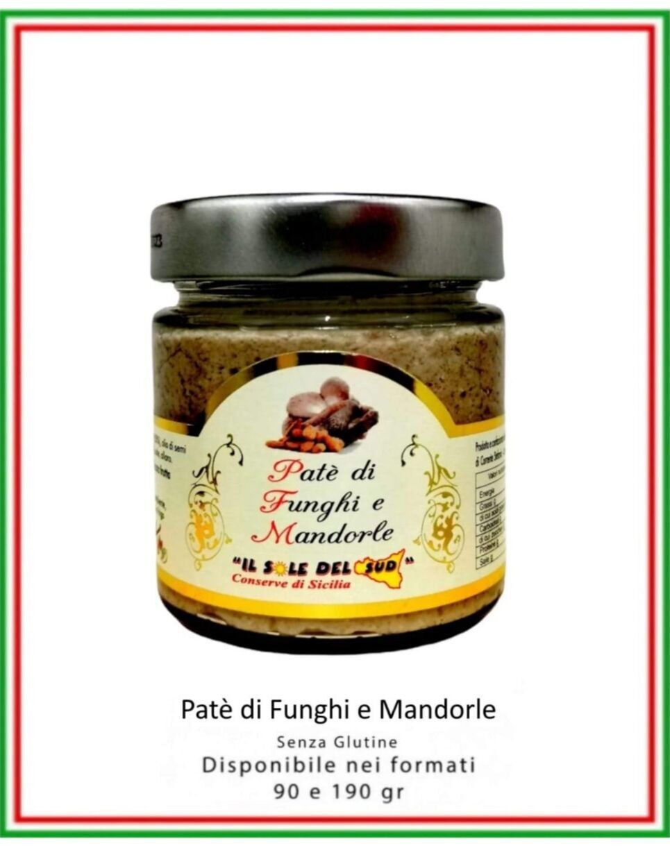 Patè di funghi e mandorle 190 g - Il Sole del Sud