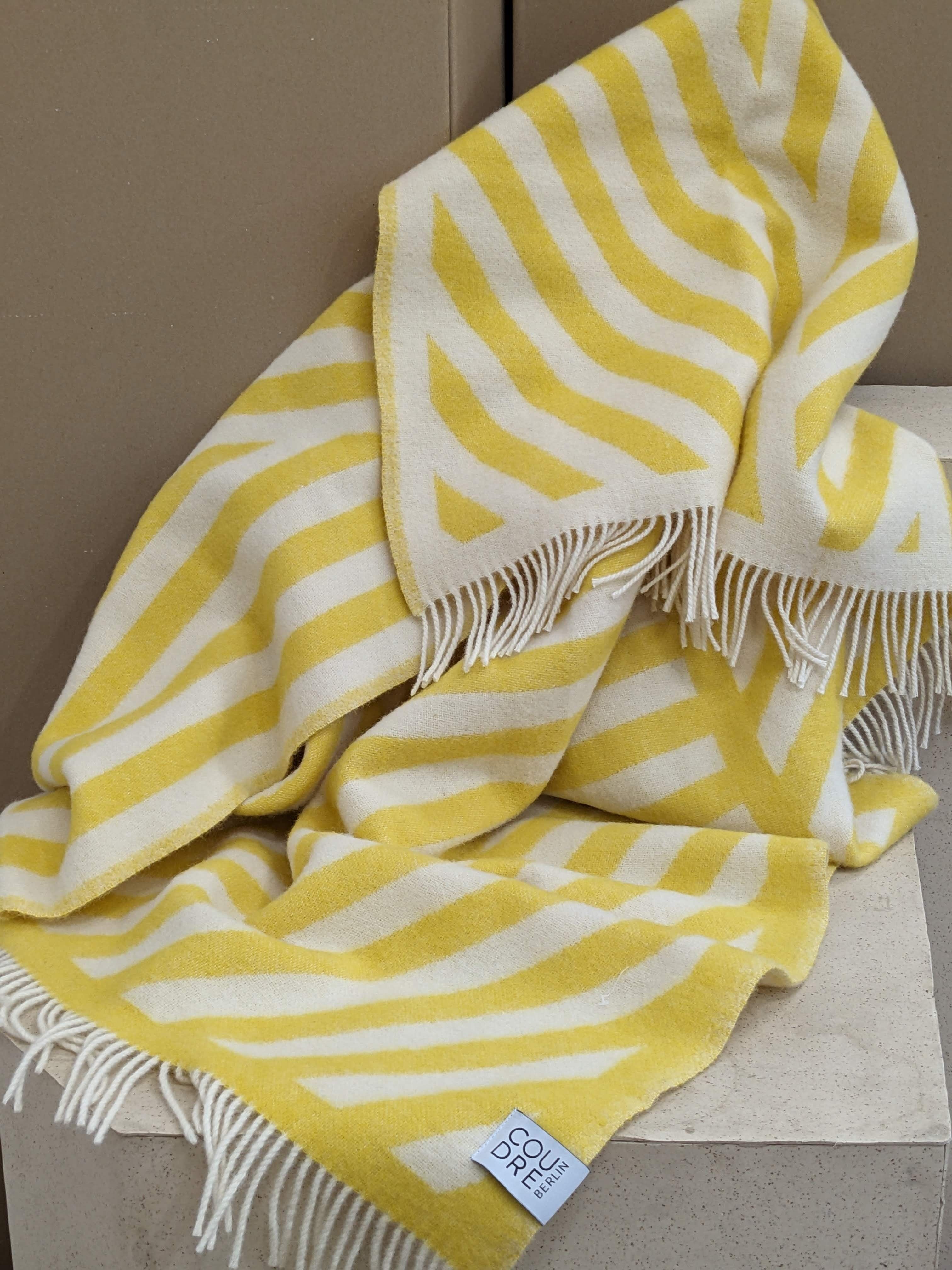 Wool blanket / cozy blanket FRANK lemon / off white