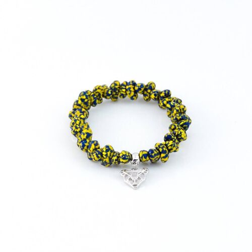 Azor Handmade Glass Bead Stretch Bracelet with Charm