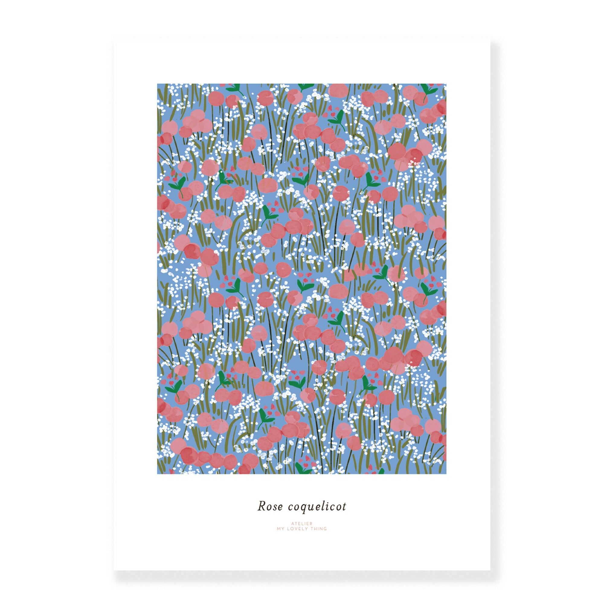 Illustriertes Poster „Poppy Rose“