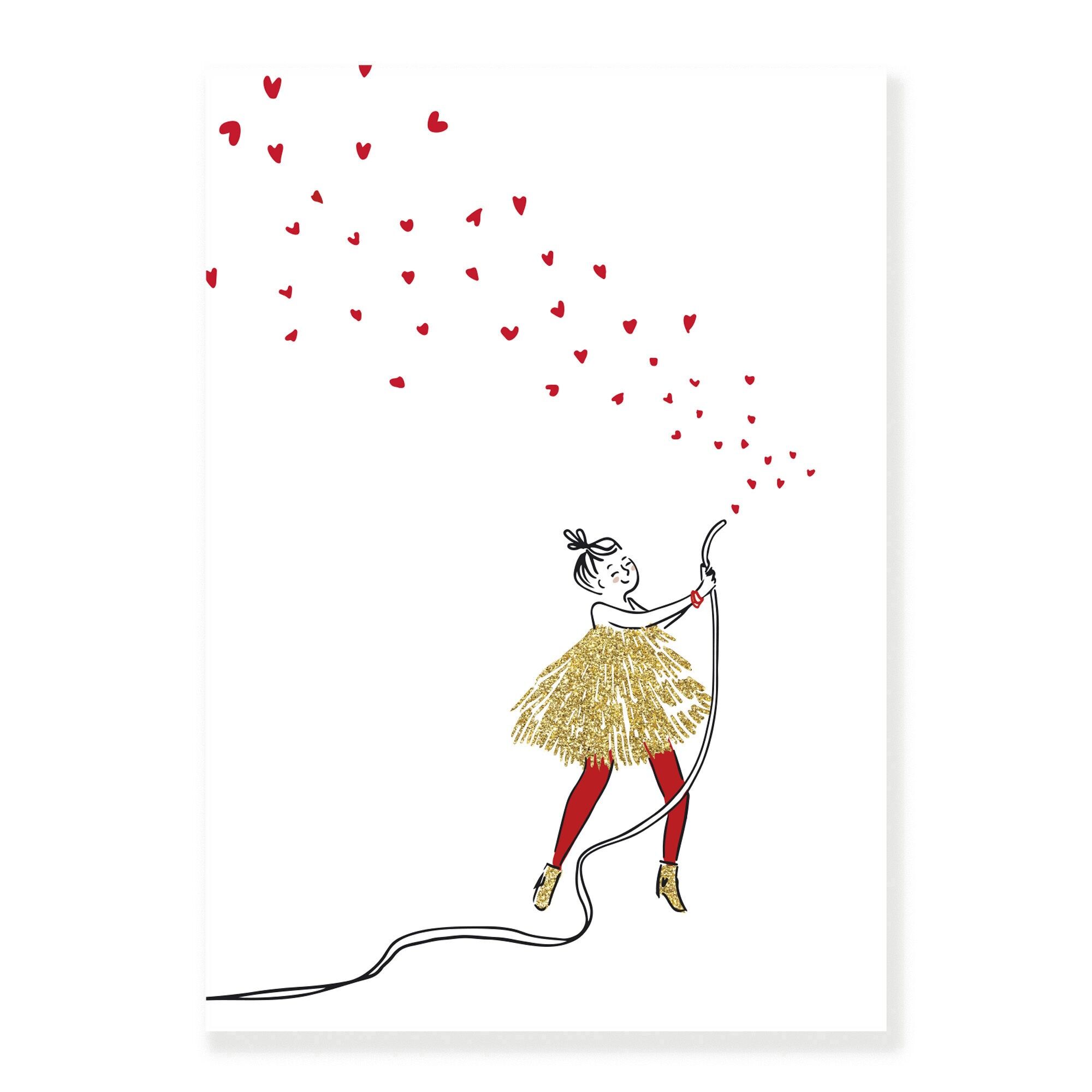 Illustriertes Poster „Jet of Hearts“