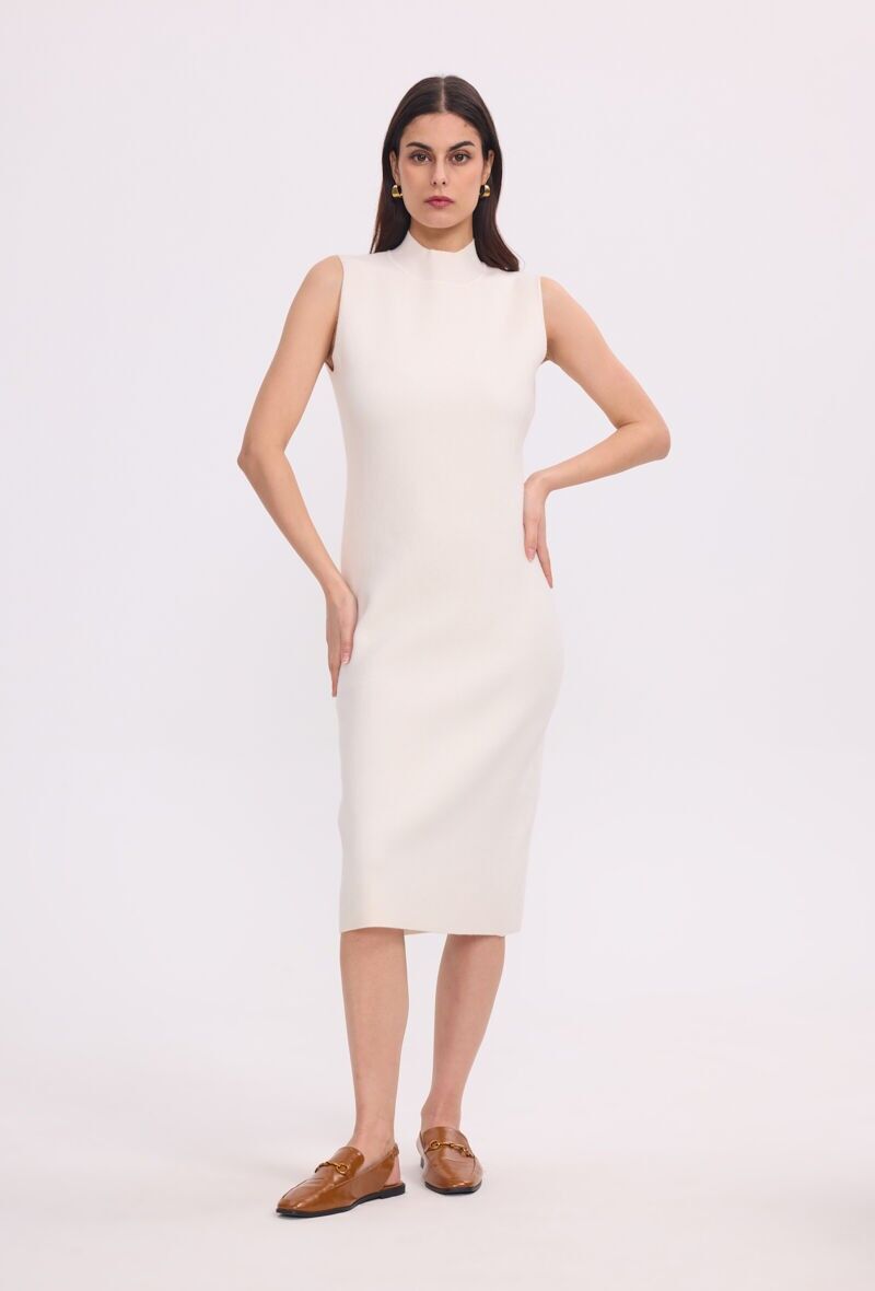 Elegante abito midi a maniche lunghe