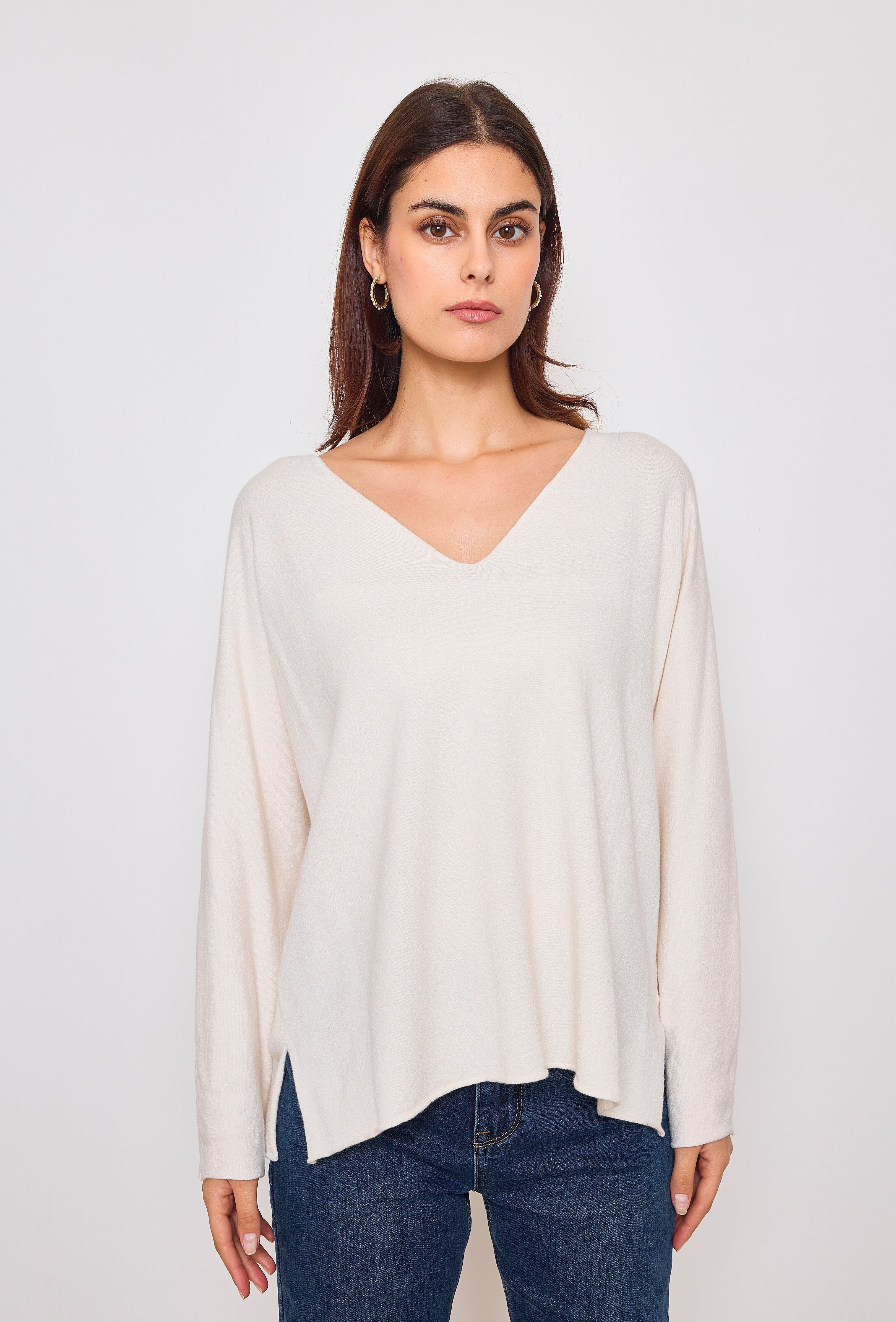 Pull V Col Ample Femme