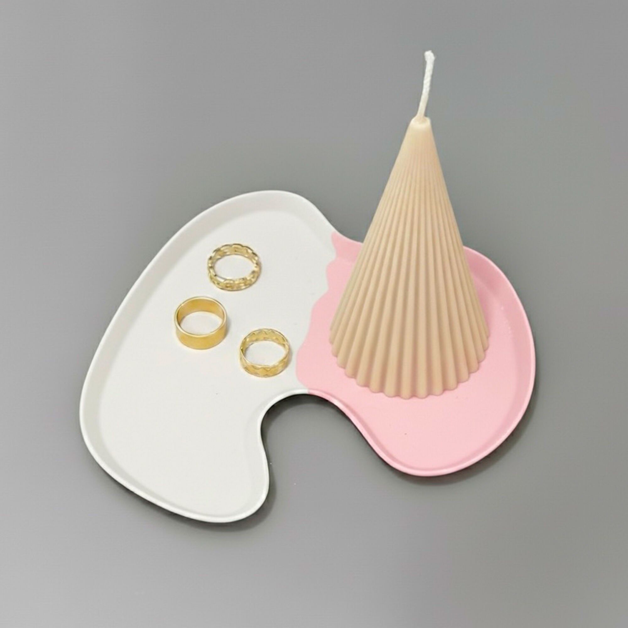 Vassoio portaoggetti e portagioie bicolore rosa e bianco