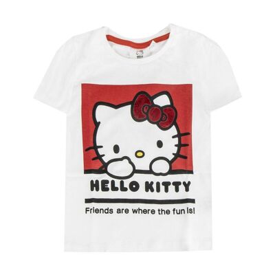 Camiseta de manga corta blanca para niños de Hello Kitty