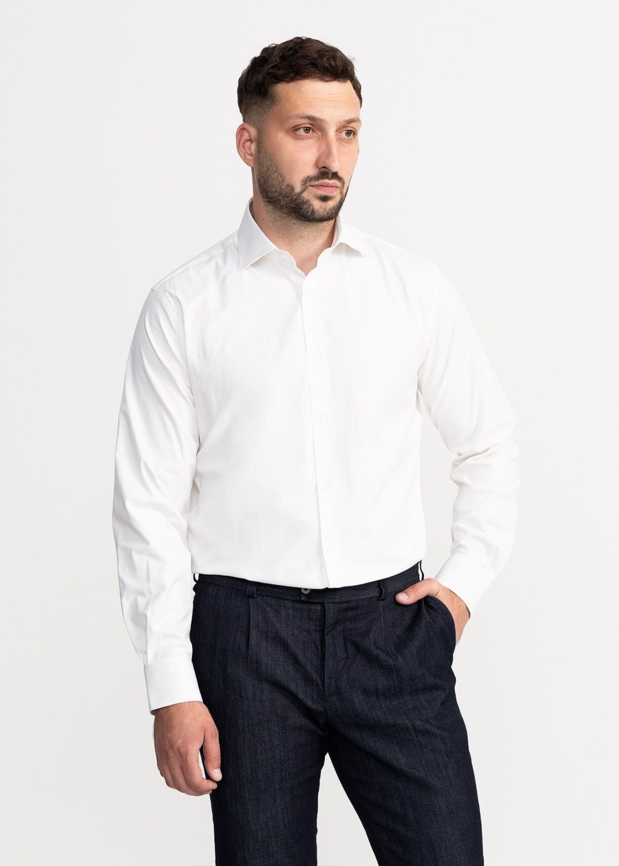 La camicia in cotone egiziano Peles - Ecru