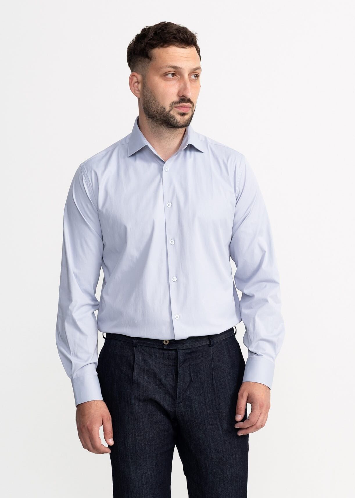 Camicia in cotone egiziano Peles - Grigio chiaro