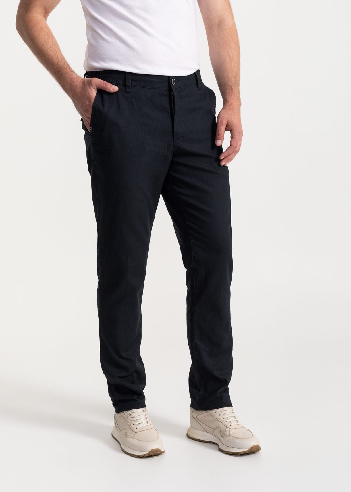 Pantaloni in lino Moldoveanu - Blu navy