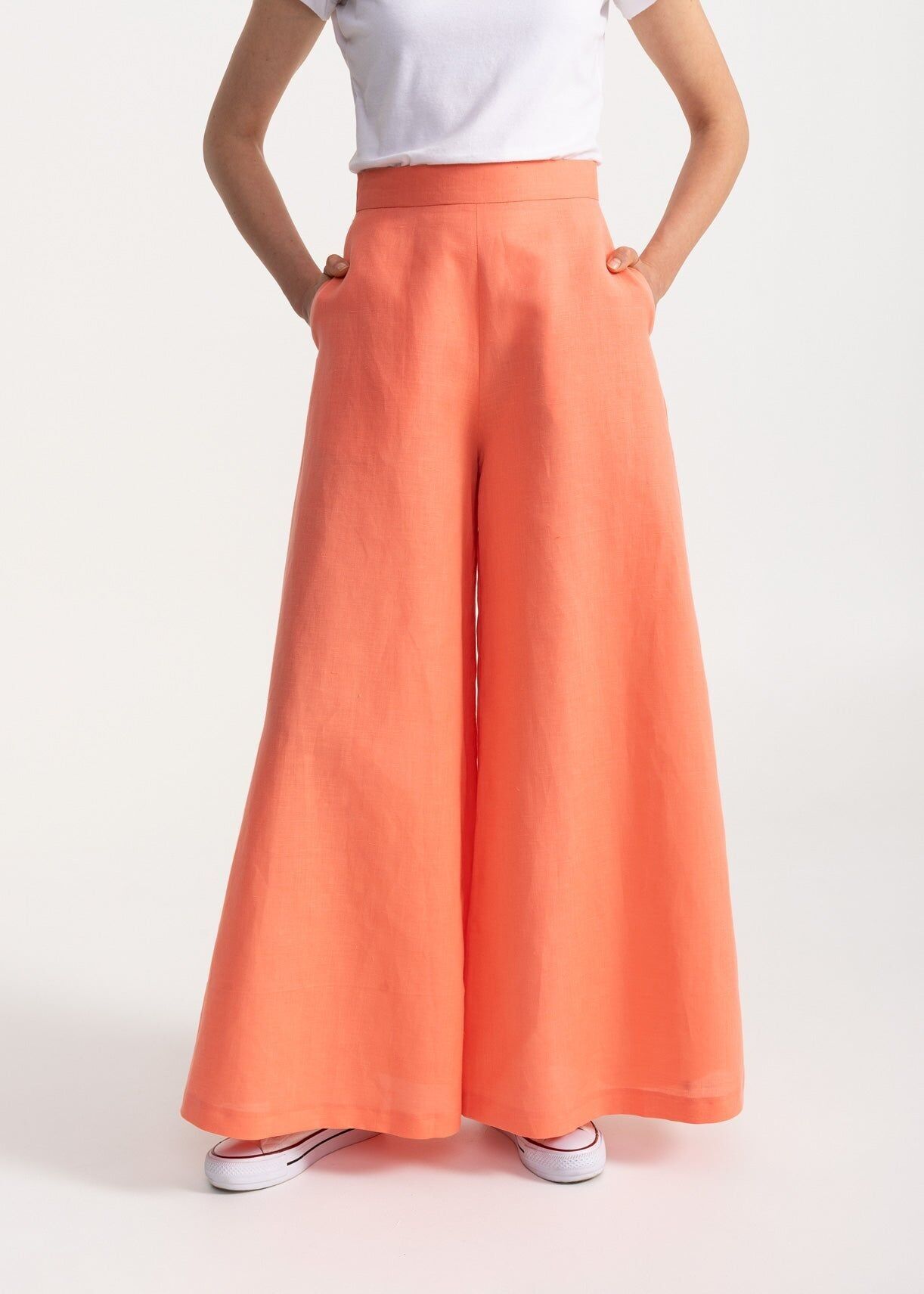 The Palazzo Linen Pants - Melon