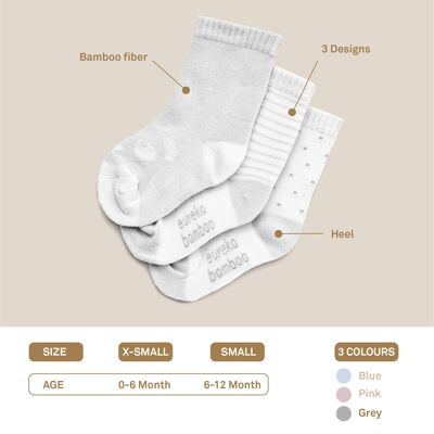 Bamboo Baby socks; 6-12 Months; Color: Grey