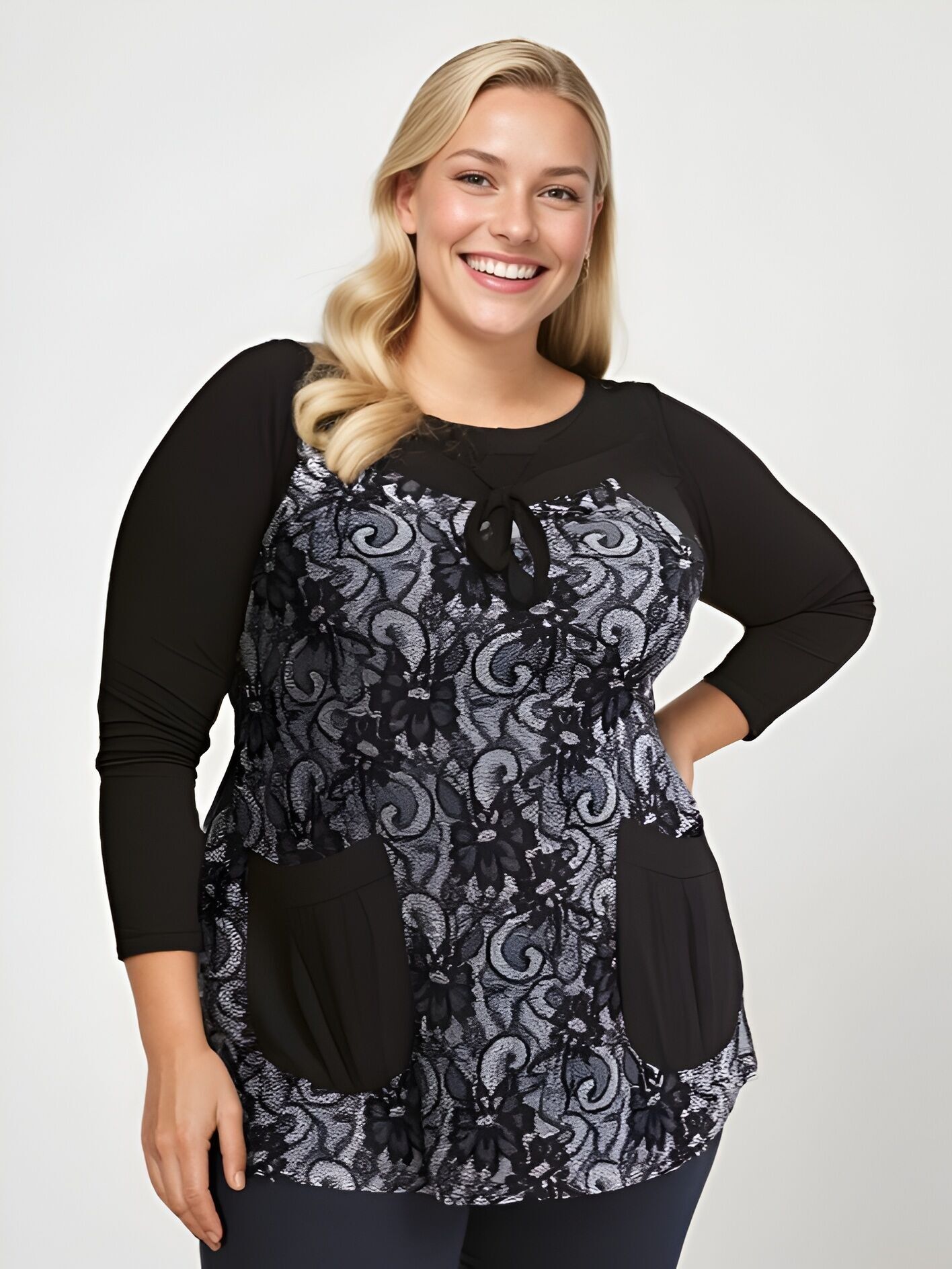 Weißes bedrucktes Top + Unterhemd-Set (A256)