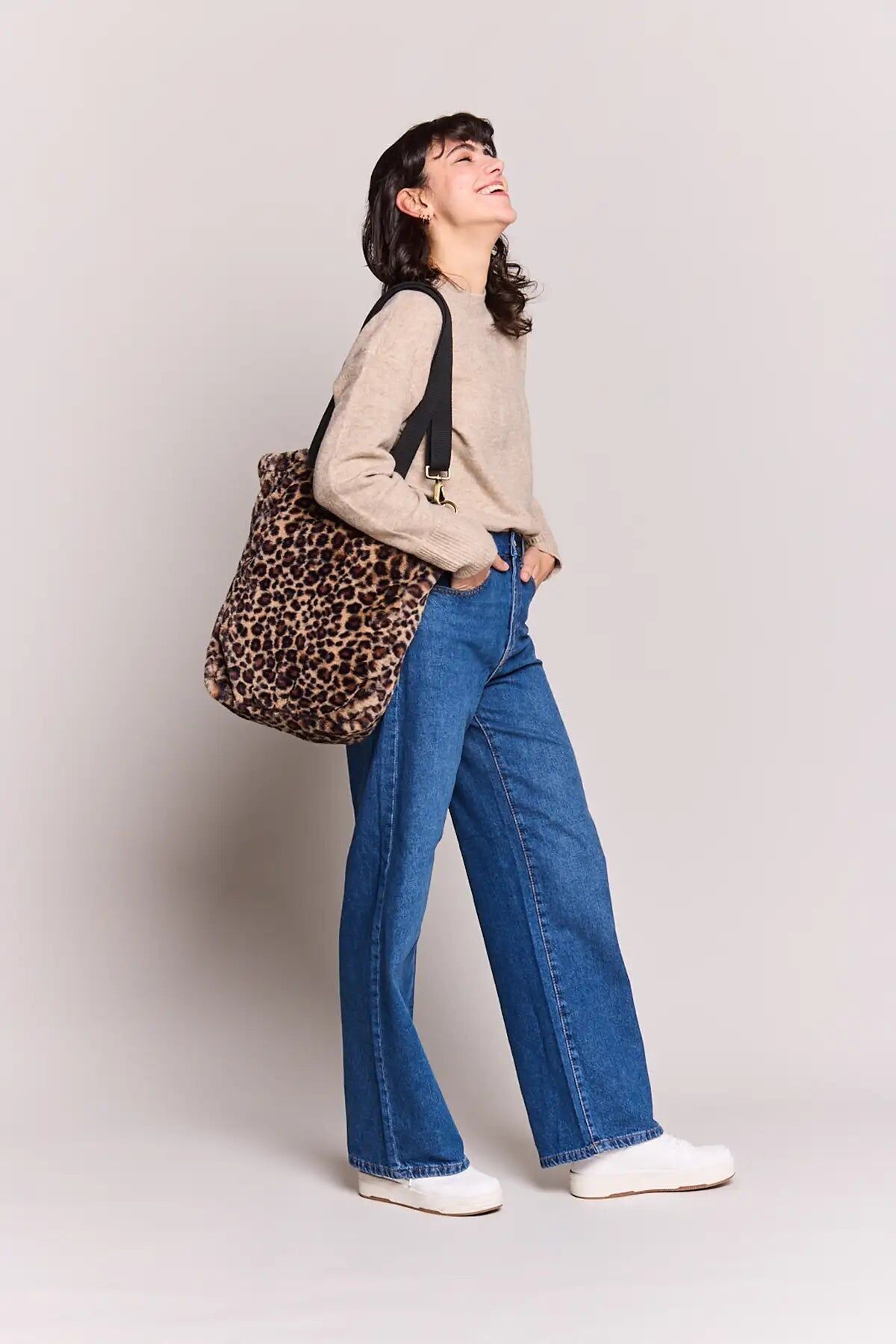 Borsa tote Paul in pelliccia sintetica leopardata