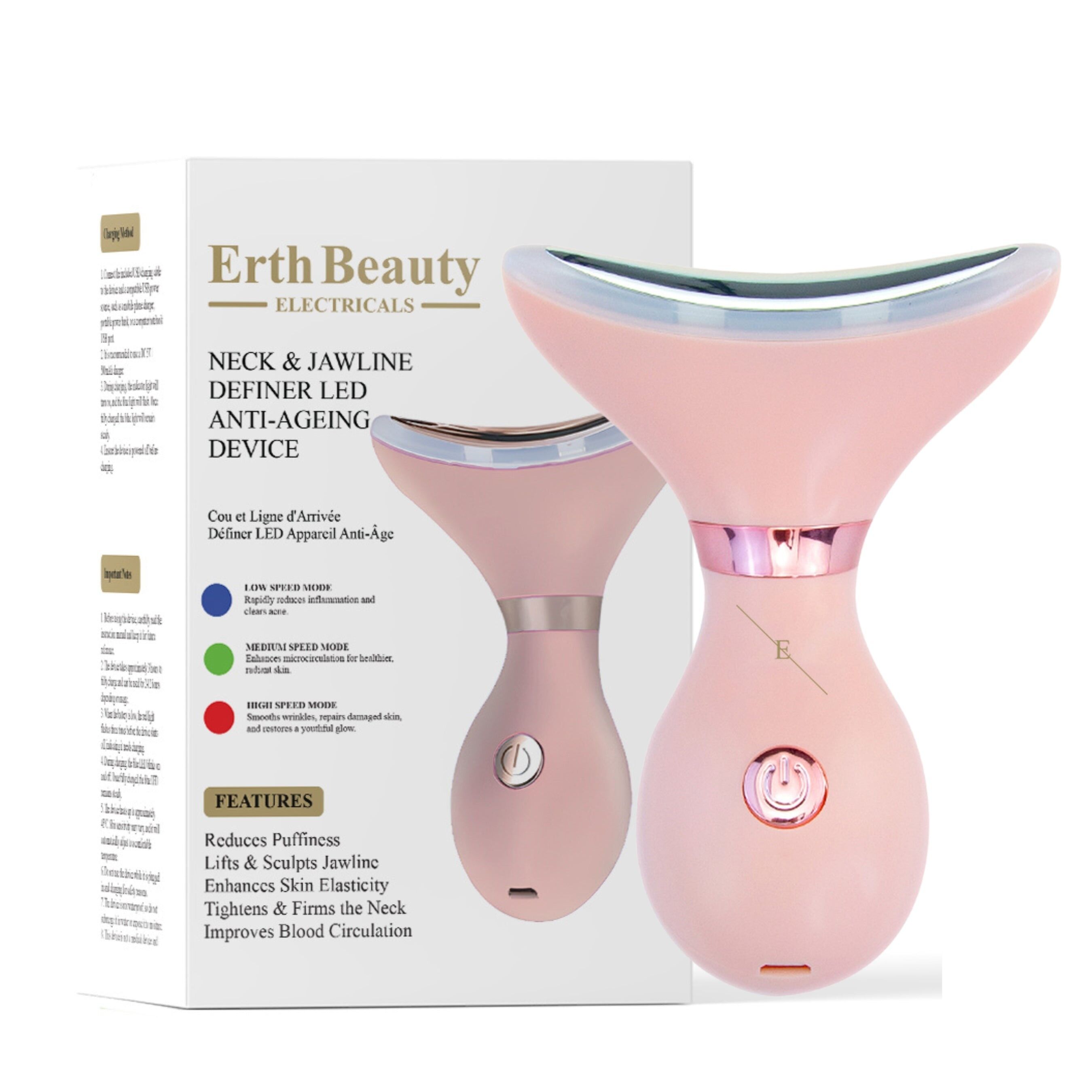Système anti-âge LED pour le cou et la mâchoire (or rose)
