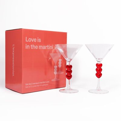 Set of two heart-shaped Martini glasses