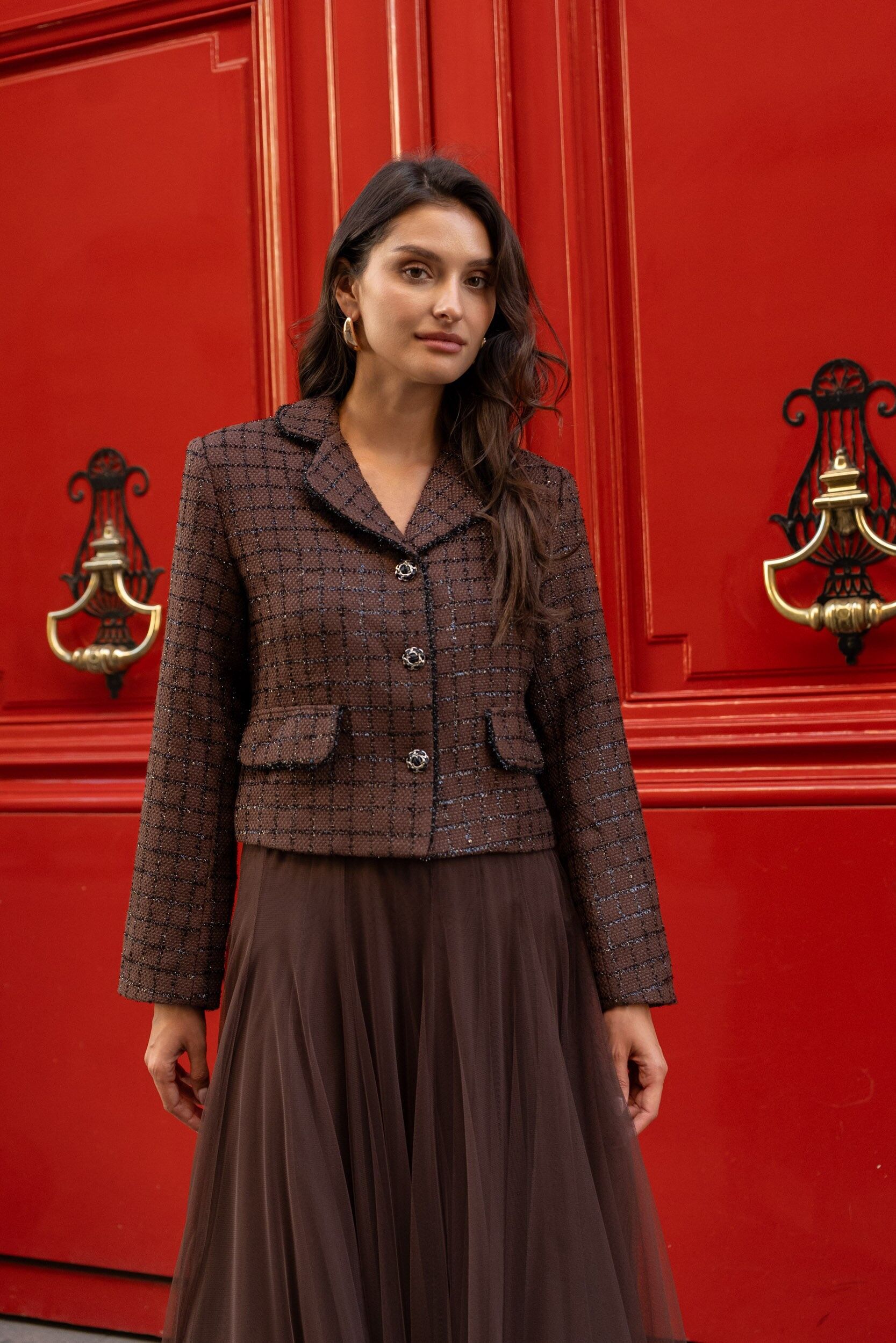 Veste Fiona en tweed à col revers - CK08513