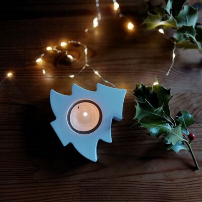 Portacandele in ceramica bianca per albero di Natale, centrotavola decorativo natalizio per lumino, portacandele fatto a mano, raffinata decorazione natalizia