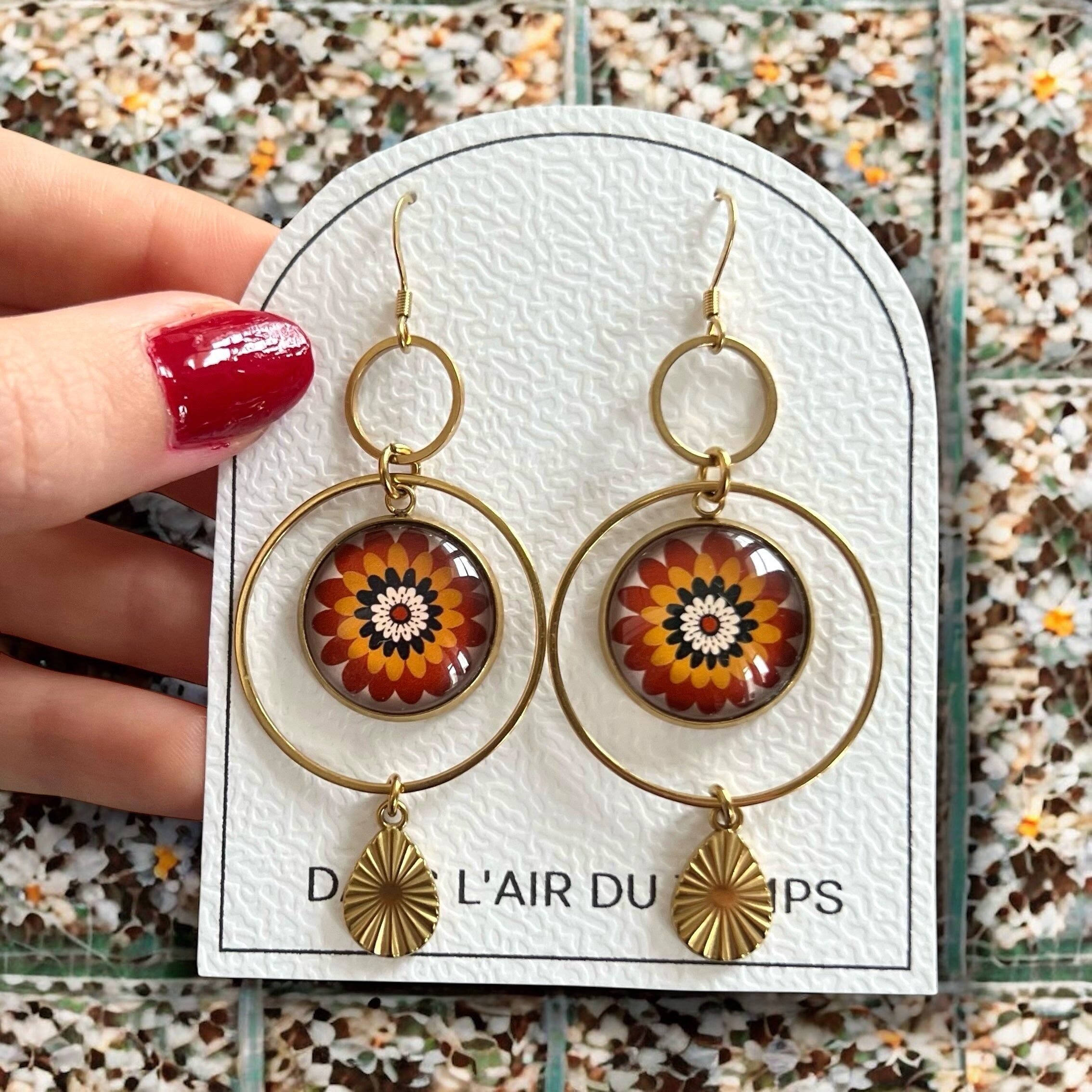 Brown mandala earrings