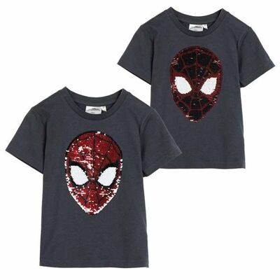 Camiseta de manga corta para niño Spider-Man gris oscuro
