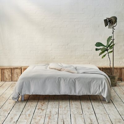 Cloud Grey Duvet Cover - Double | 200 x 200cm - Soft & Snug Washed Cotton