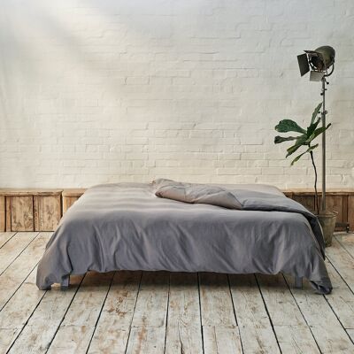 Silver Grey Duvet Cover - King | 225 x 220cm - Crisp & Fresh Cotton Percale