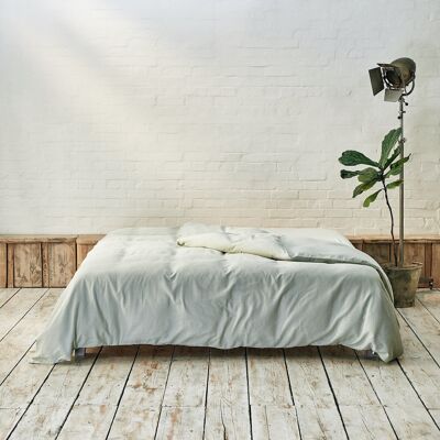 Sage Green Duvet Cover - Super King | 260 x 220cm - Soft & Snug Washed Cotton