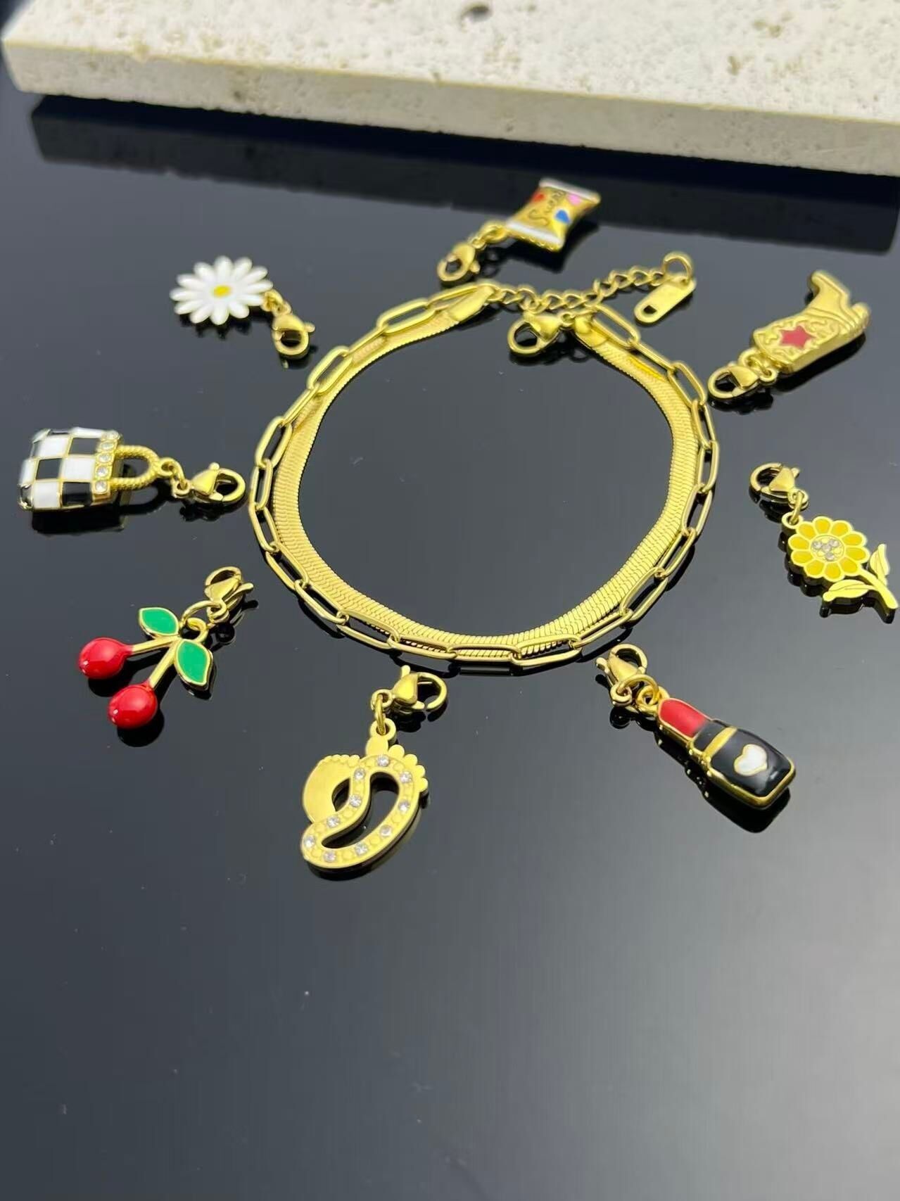 Doppelt gewickeltes Armband mit Charm, personalisierbar, lustig, schick