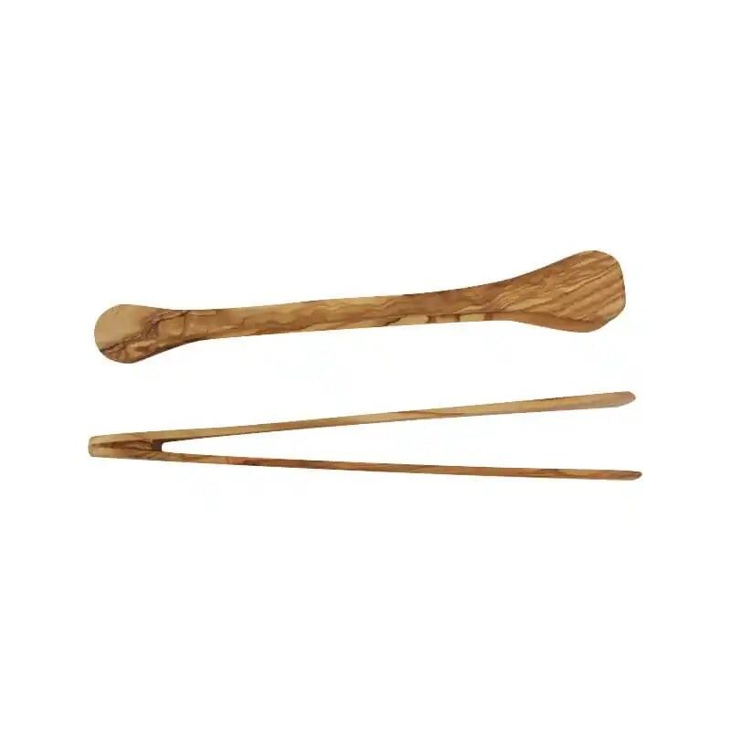 Pinze da cucina in legno d'ulivo naturale - 20 cm
