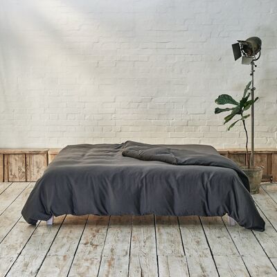 Dark Grey Duvet Cover - Double | 200 x 200cm - Soft & Snug Washed Cotton