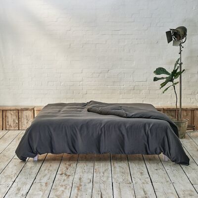 Dark Grey Duvet Cover - Super King | 260 x 220cm - Soft & Snug Washed Cotton