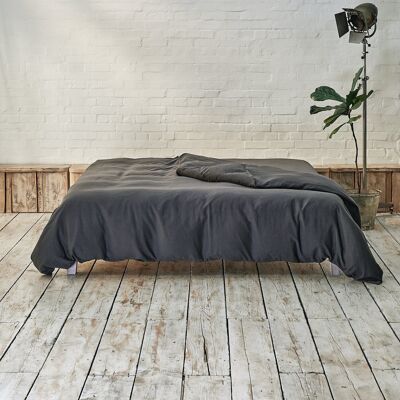 Dark Grey Duvet Cover - Super King | 260 x 220cm - Soft & Snug Washed Cotton