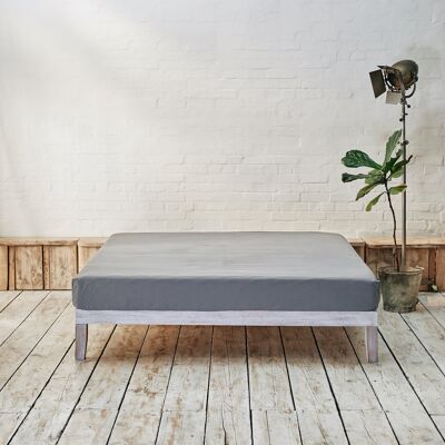 Silver Grey Fitted Sheet - UK Double | 135 x 190 cm - Soft & Snug Washed Cotton