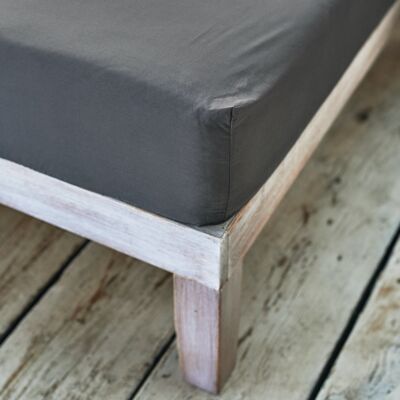 Dark Grey Fitted Sheet - UK Double | 135 x 190 cm - Crisp & Fresh Cotton Percale
