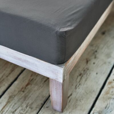 Dark Grey Fitted Sheet - Super King | 180 x 200 cm - Crisp & Fresh Cotton Percale