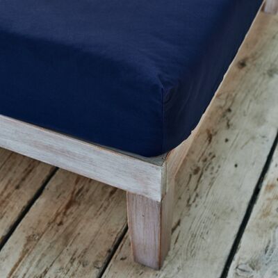 Navy Fitted Sheet - UK Double | 135 x 190 cm - Soft & Snug Washed Cotton
