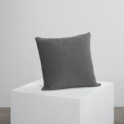 Dark Grey Waffle Cushions - 2 x Scatter Cushions