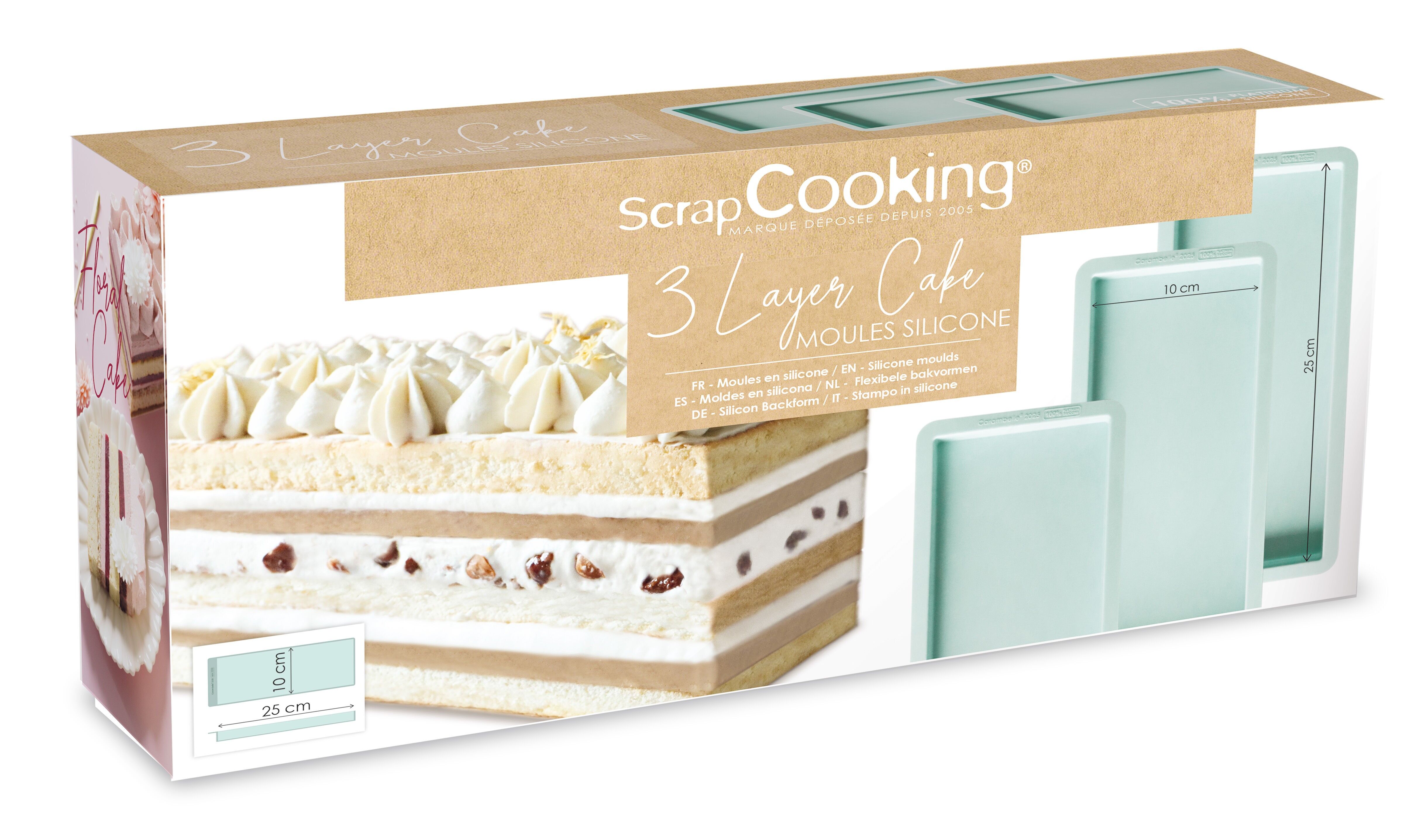 3 ScrapCooking®-Silikonformen für Holzscheitschichten