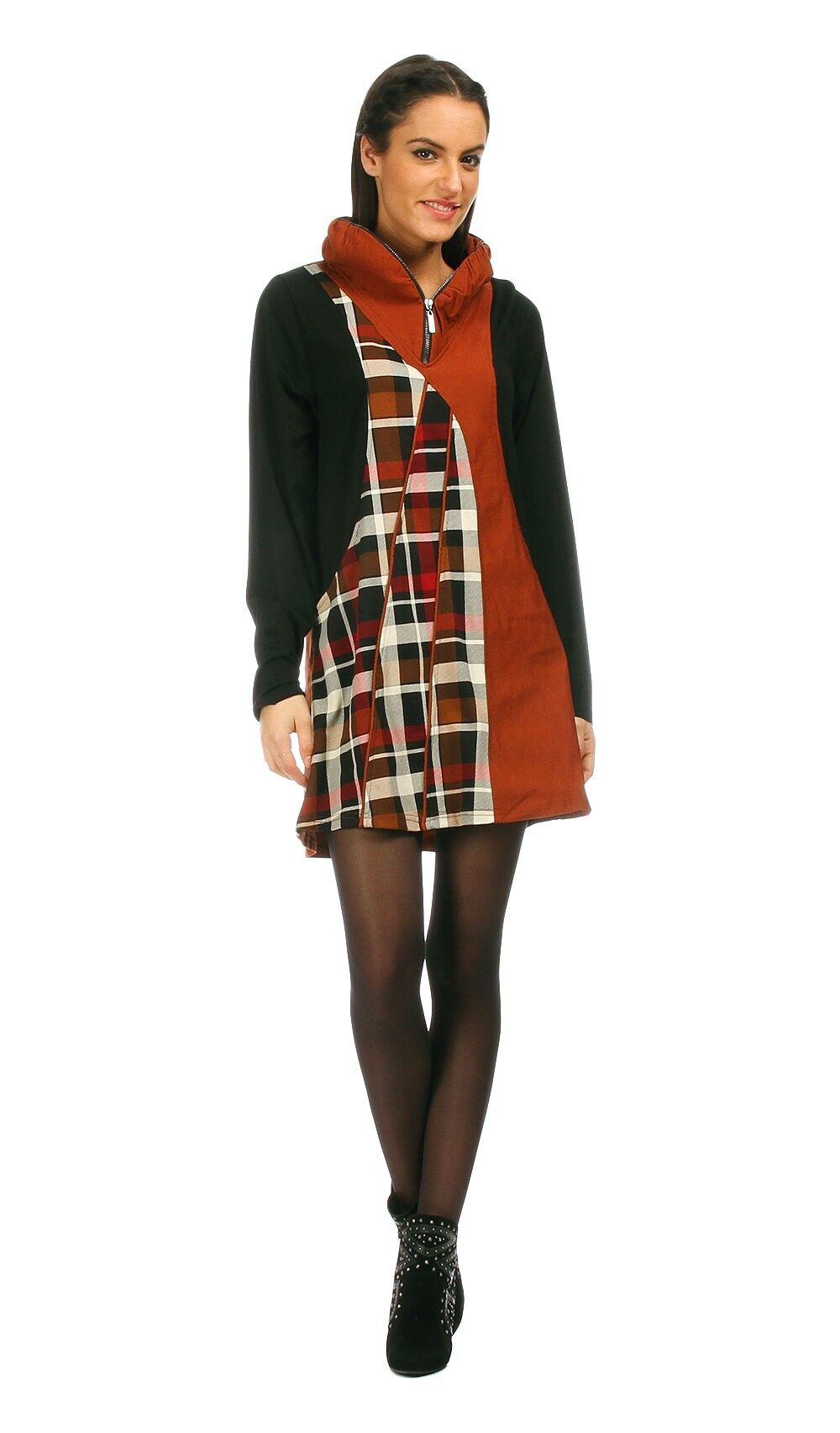 Tunique grande taille imprimé carreaux (A515)