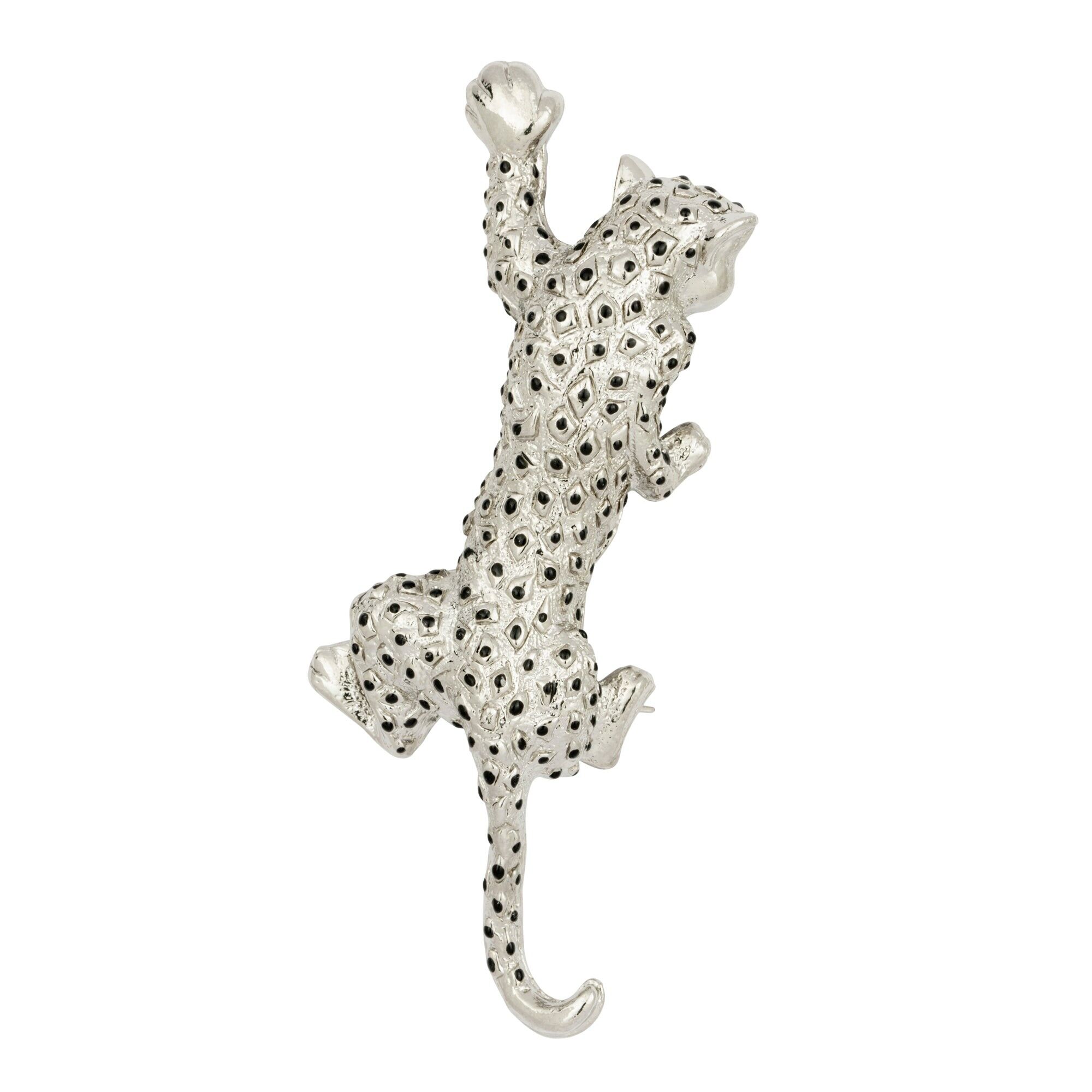 Broche vintage de leopardo de plata