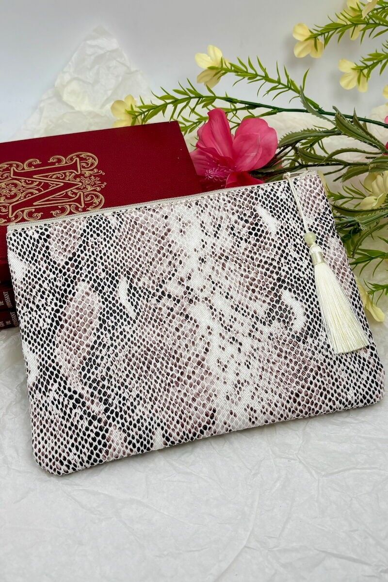 Borsa per il trucco in cotone effetto serpente CY107DM