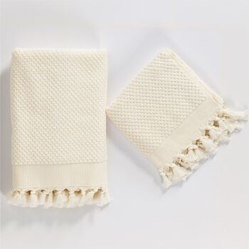 Essuie-mains en coton turc Orla - Blanc cassé 2