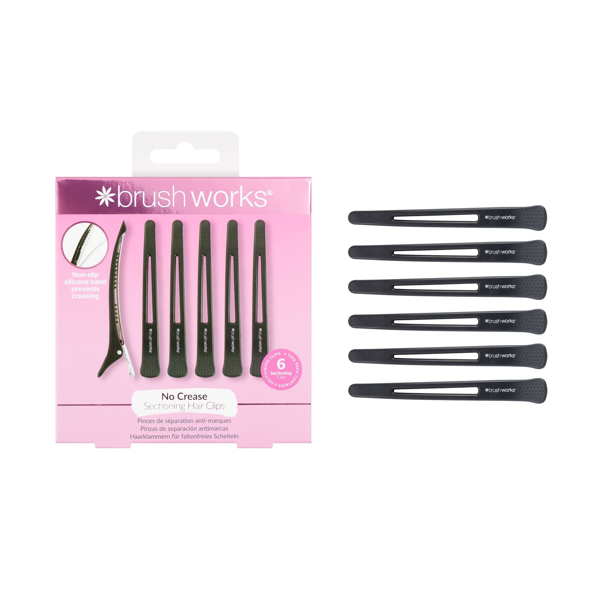 Brushworks No Crease Sectioning Hair Clips (Pack of 6)