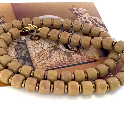 Collana perle di vetro beige