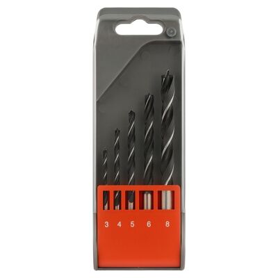 Set di 5 punte per legno Ø 3-8 mm con custodia – Punta per legno duro e tenero
