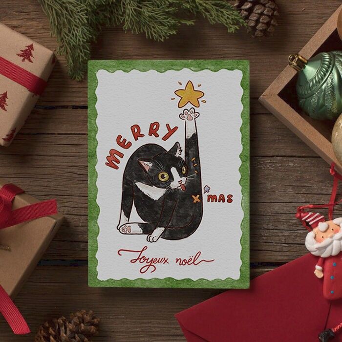 Christmas Postcard - Christmas Chapin | Christmas Postcard - Catmas Tree (A6)