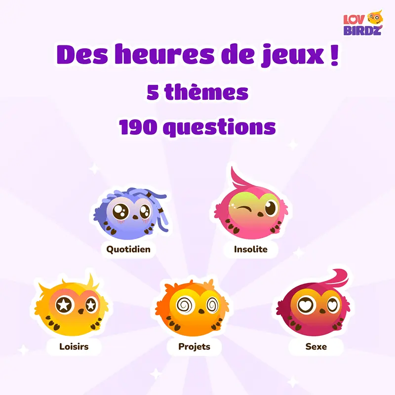 LovBirdz, Quiz pour Couples | Cadeau Saint Valentin | Jeu de Cartes Couple pour renforcer sa complicité | 190 Cartes Questions | Soirée en Amoureux