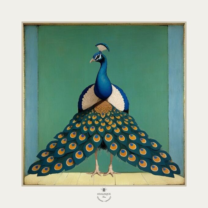 El pavo real - ilustración 18x18 cm